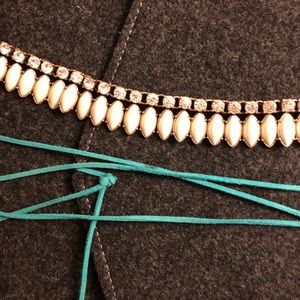 J. Crew white and crystal teardrop necklace